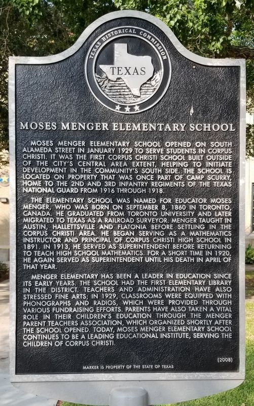 Moses Menger Elementary School Marker image. Click for full size.