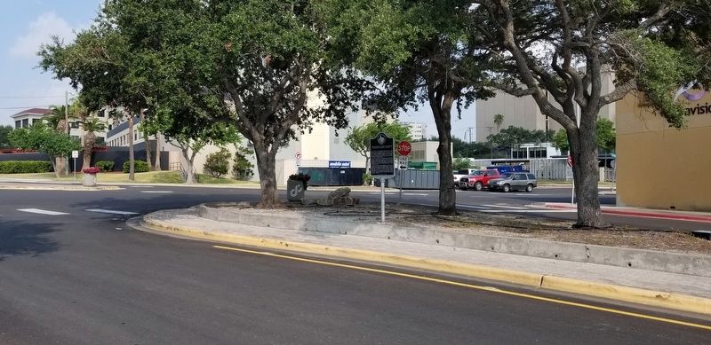 The view of the Confederate Army Deserters Hanged in Corpus Christi Marker from the street. Click for full size. The view of the Confederate Army Deserters Hanged in Corpus Christi Marker from the street image. Click for full size.