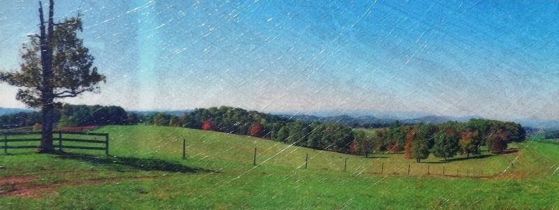 Marker detail: Scenic view of fields and mountain tops taken along Spry Road at Turkey Knob, N.C. image. Click for full size.
