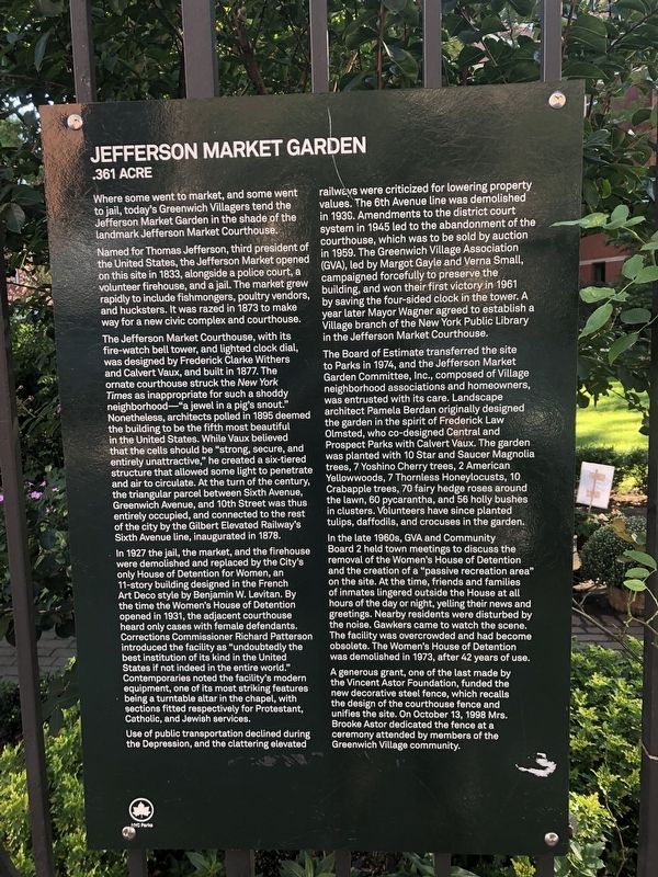 Jefferson Market Garden Marker image. Click for full size.