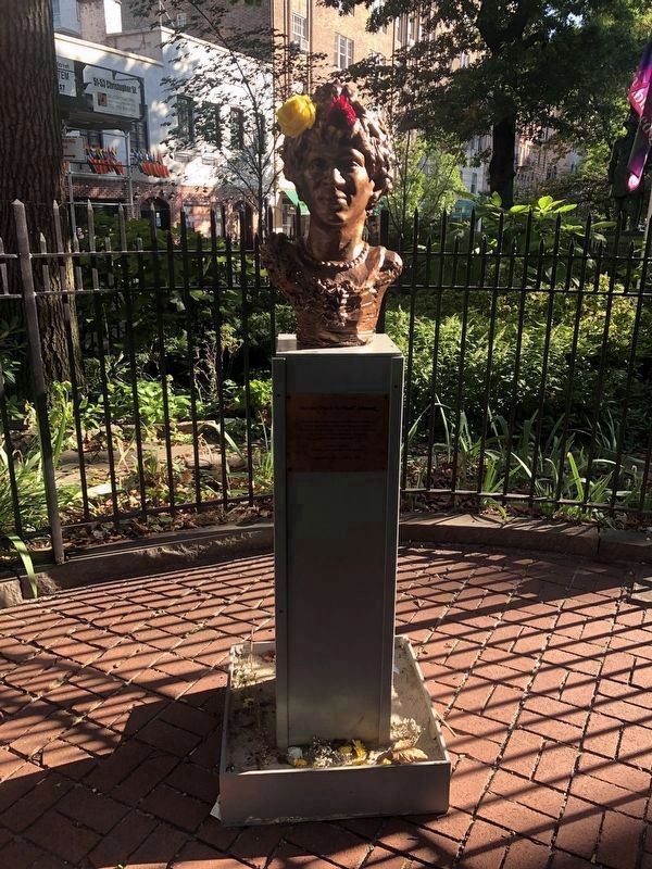 Bust of Marsha P. Johnson in Christopher Park image. Click for full size.