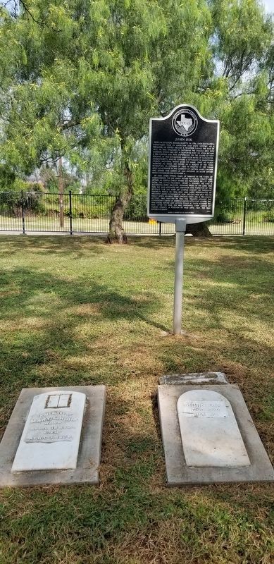 John Dix Marker and gravestone with his wife, Marys gravestone on the left image. Click for full size.
