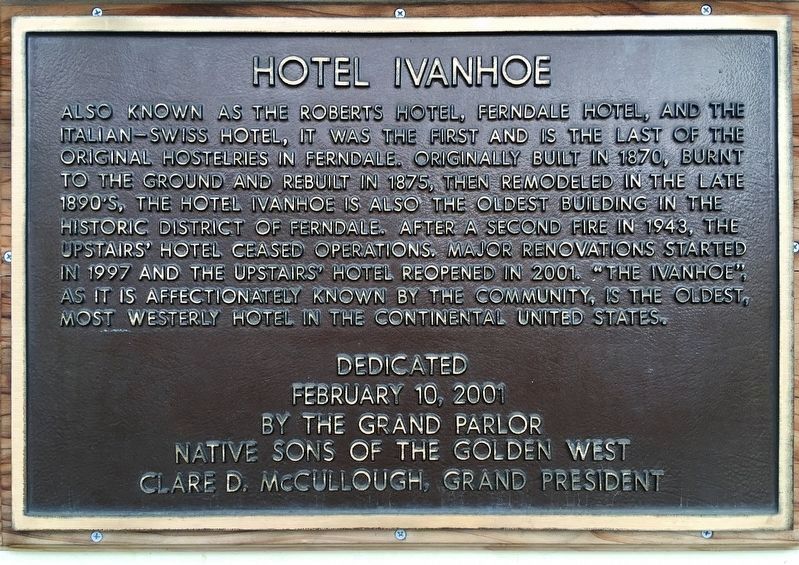 Hotel Ivanhoe Marker. Click for full size. Hotel Ivanhoe Marker image. Click for full size.