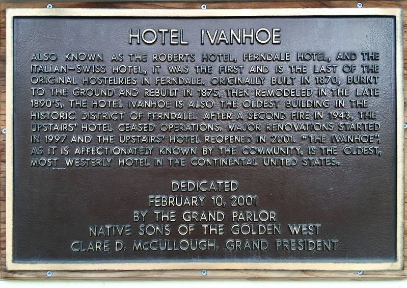 Hotel Ivanhoe Marker image. Click for full size.