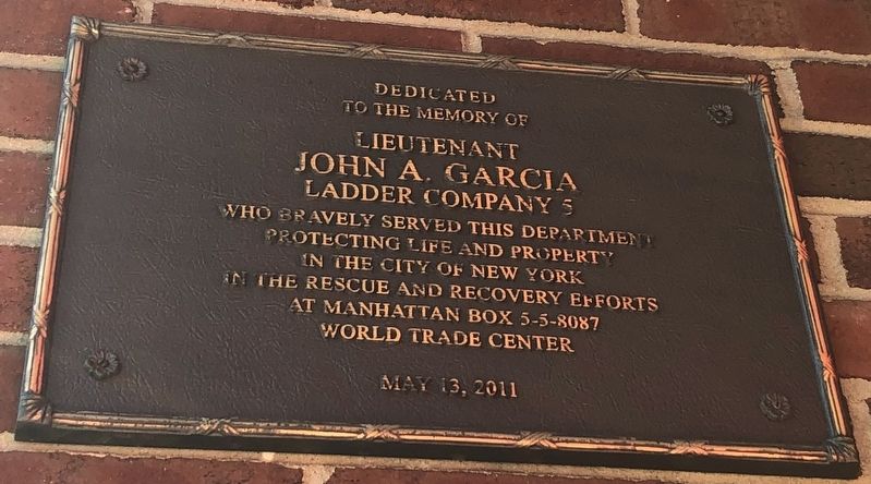 Lieutenant John A. Garcia Marker. Click for full size. Lieutenant John A. Garcia Marker image. Click for full size.