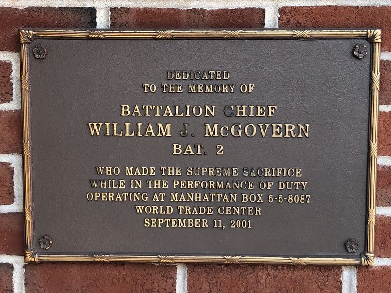 Battalion Chief William J. McGovern Marker image. Click for full size.