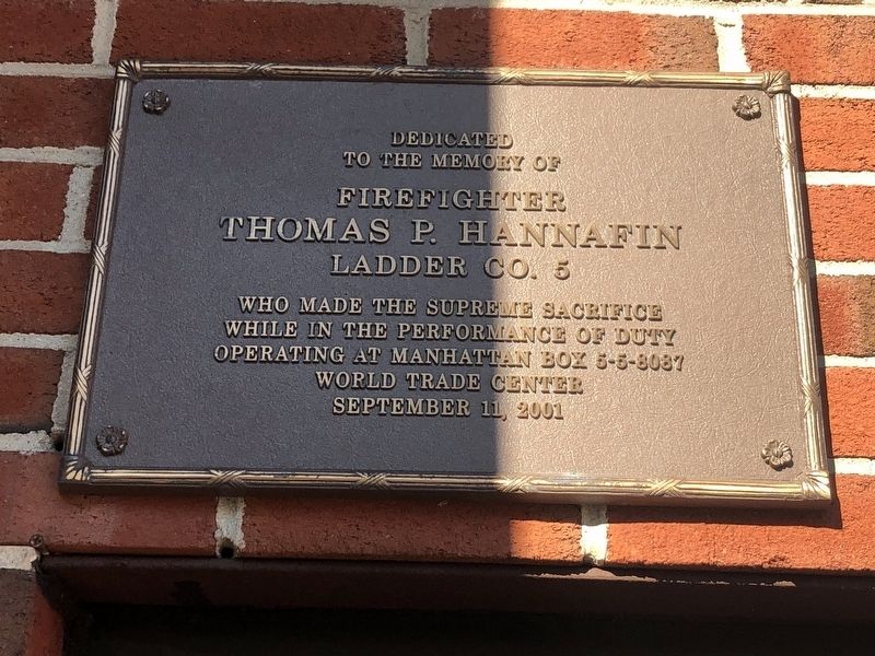 Firefighter Thomas P. Hannafin Marker image. Click for full size.