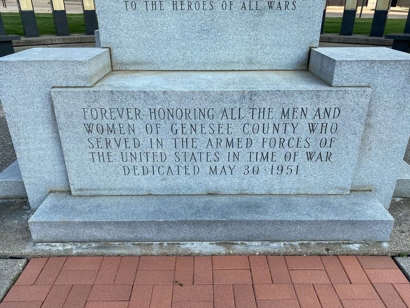 Genesee County Veterans Memorial. Click for full size. Genesee County Veterans Memorial image. Click for full size.