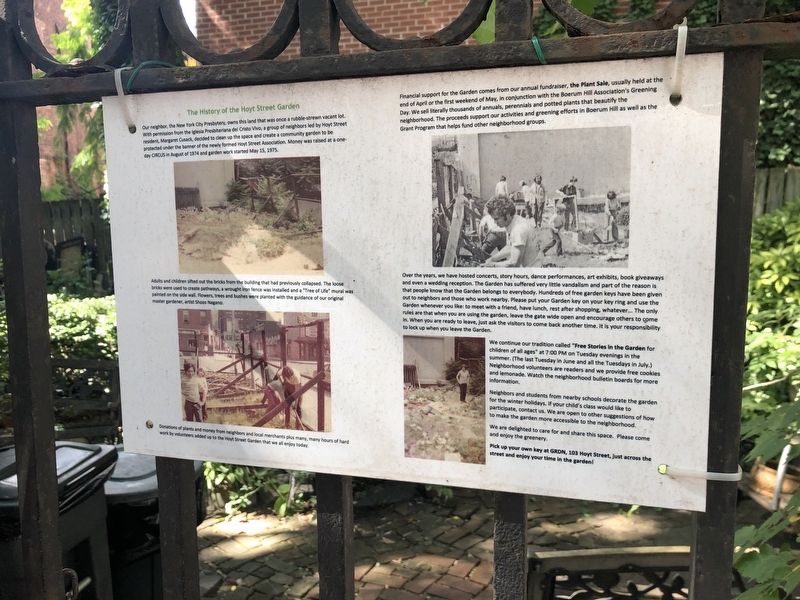 The History of the Hoyt Street Garden Marker image. Click for full size.
