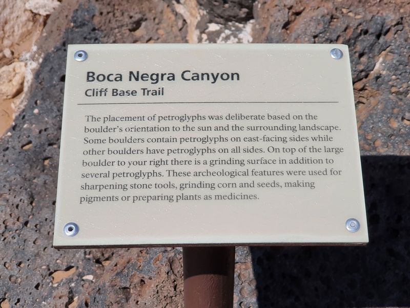 Petroglyph Placement - Cliff Base Trail Marker image. Click for full size.