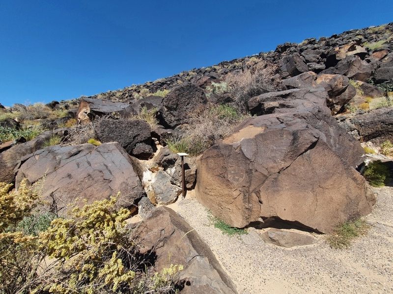 Petroglyph Placement - Cliff Base Trail Marker image. Click for full size.