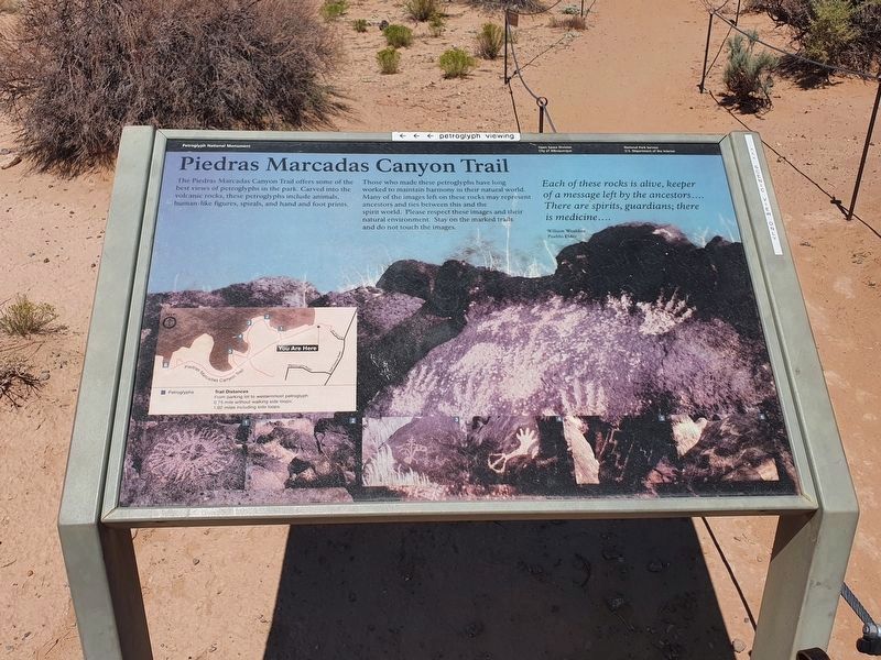 An additional nearby Piedras Marcadas Canyon Trail Marker. Click for full size. An additional nearby Piedras Marcadas Canyon Trail Marker image. Click for full size.