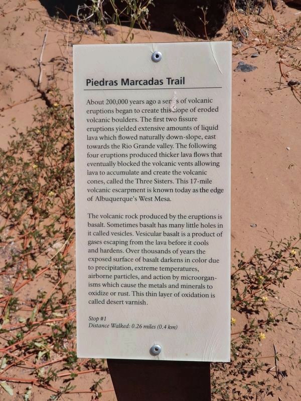 Piedras Marcadas Trail Marker image. Click for full size.