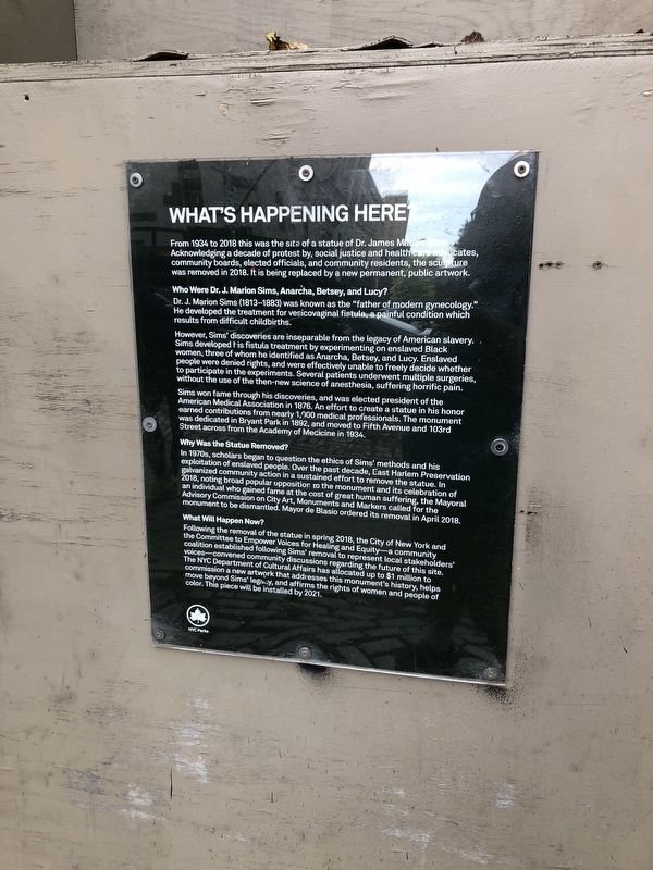 Additional sign explaining the context of the statue's removal. Click for full size. Additional sign explaining the context of the statue's removal image. Click for full size.