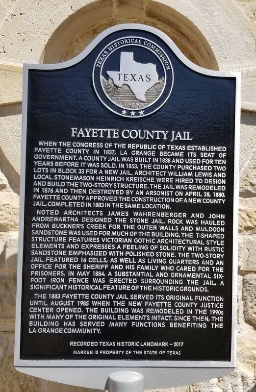 Fayette County Jail Marker image. Click for full size.