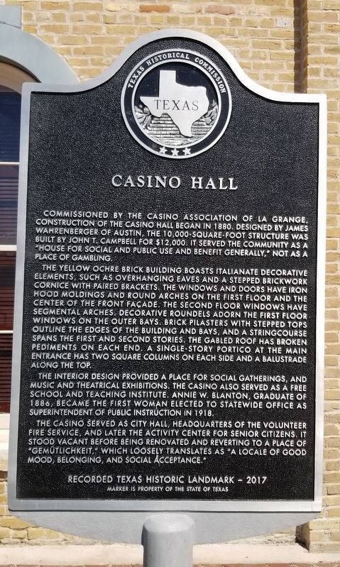 Casino Hall Marker. Click for full size. Casino Hall Marker image. Click for full size.