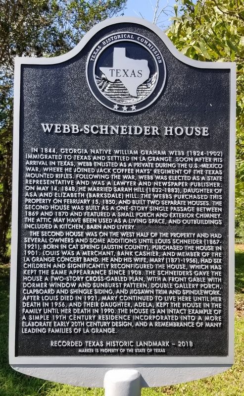 Webb-Schneider House Marker. Click for full size. Webb-Schneider House Marker image. Click for full size.
