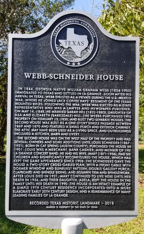 Webb-Schneider House Marker image. Click for full size.