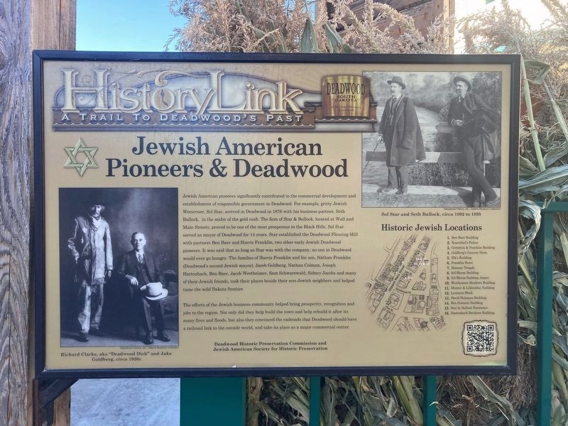 Jewish American Pioneers and Deadwood Marker (replacement marker) image. Click for full size.