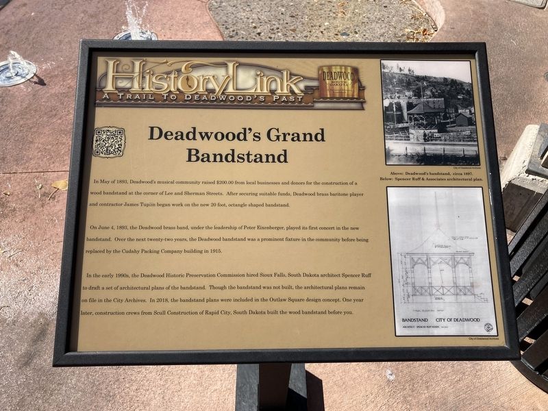 Deadwood’s Grand Bandstand Marker image. Click for full size.