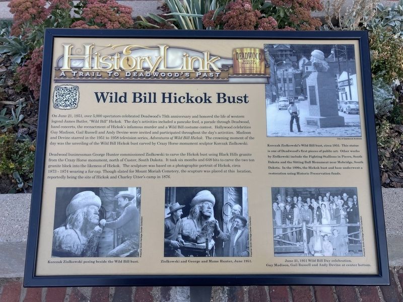 Wild Bill Hickok Bust Marker image. Click for full size.