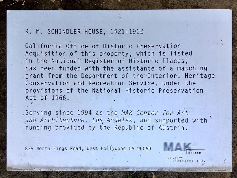 Schindler House Marker image. Click for full size.