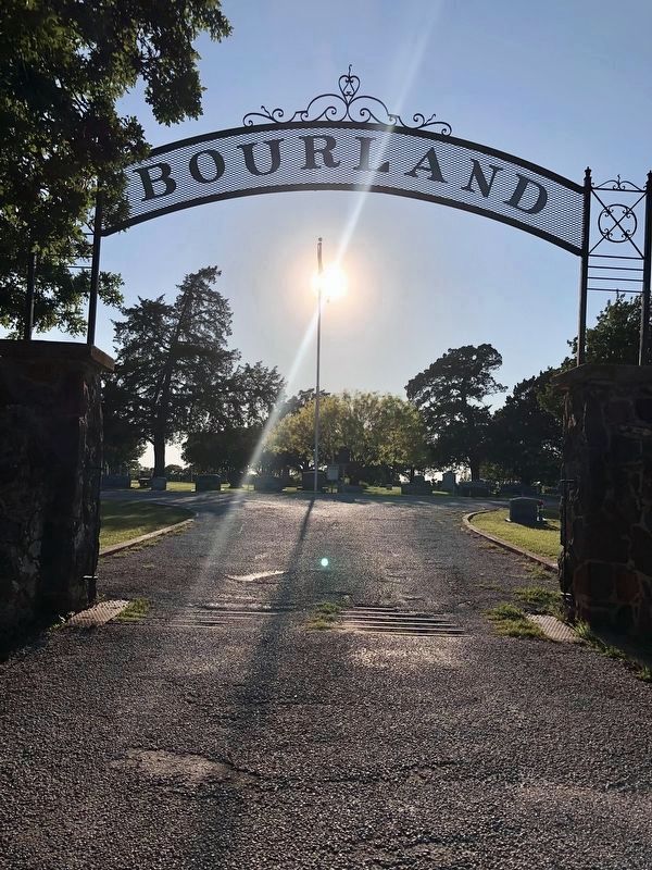 The Bourland Cemetery Gate, built by the WPA in 1935.. Click for full size. The Bourland Cemetery Gate, built by the WPA in 1935. image. Click for full size.