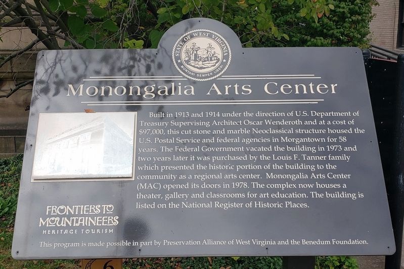 Monongalia Arts Center Marker image. Click for full size.