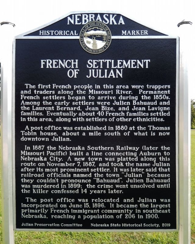 French Settlement of Julian Marker. Click for full size. French Settlement of Julian Marker image. Click for full size.