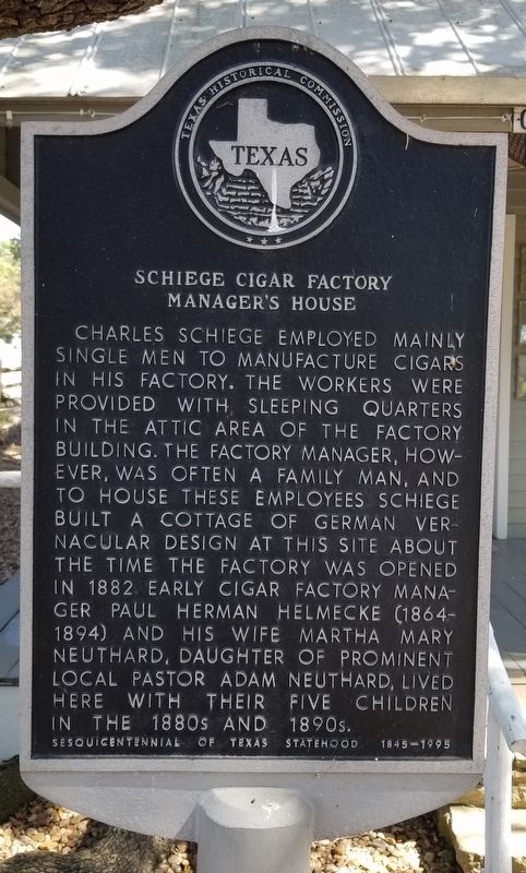 Schiege Cigar Factory Manager's House Marker image. Click for full size.