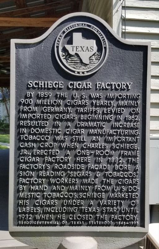 Schiege Cigar Factory Marker image. Click for full size.