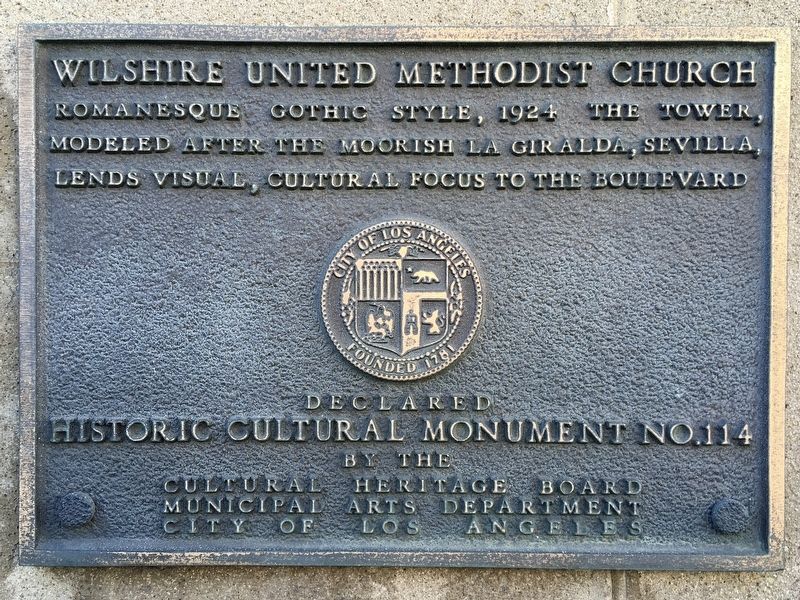 Wilshire United Methodist Church Marker image. Click for full size.