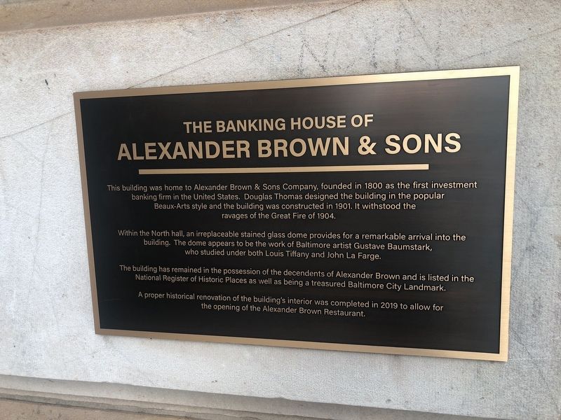 The Banking House of Alexander Brown & Sons Marker image. Click for full size.