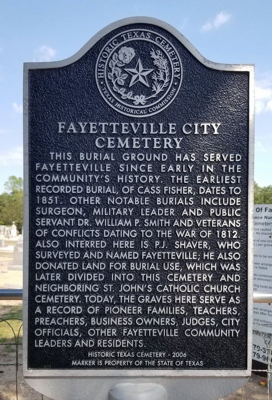 Fayetteville City Cemetery Marker image. Click for full size.