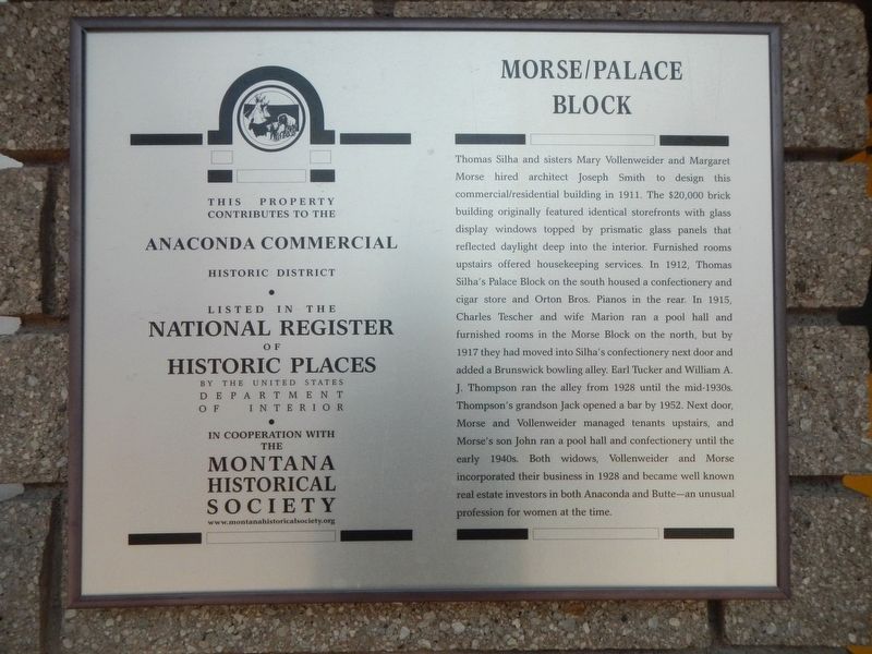 Morse/Palace Block Marker image. Click for full size.