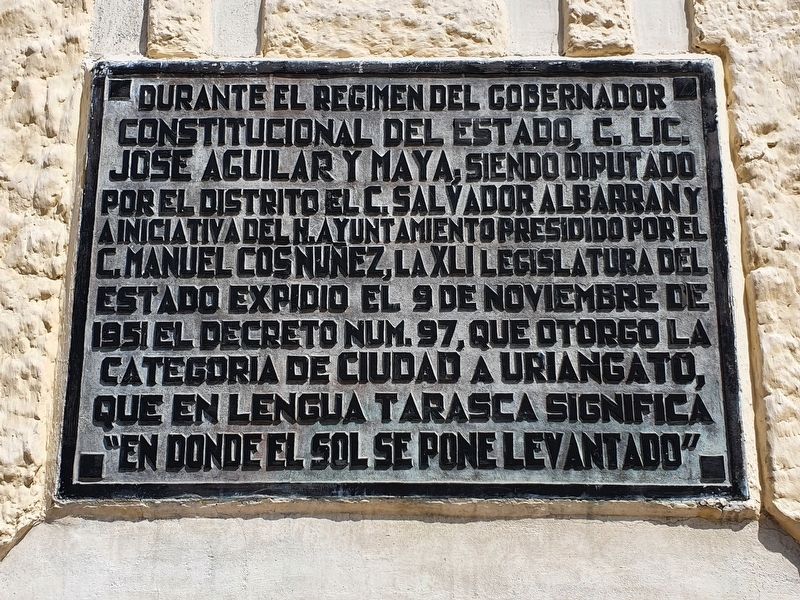 Uriangato Declared a City Marker image. Click for full size.