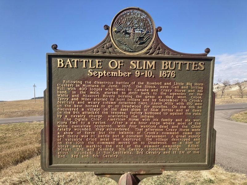 Battle of the Slim Buttes Marker image. Click for full size.
