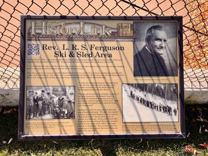 Rev. L.R.S. Ferguson Ski & Sled Area Marker. Click for full size. Rev. L.R.S. Ferguson Ski & Sled Area Marker image. Click for full size.