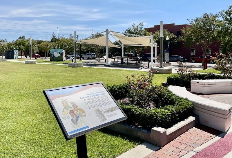 Marker with the Colonial Archaeological Trail exhibits in background. image. Click for full size.