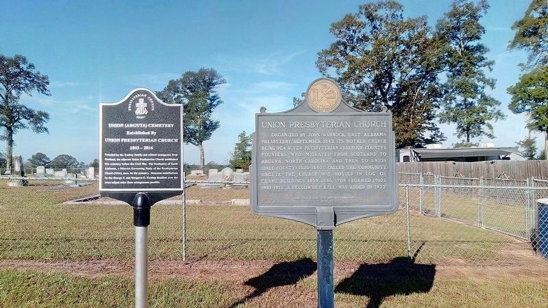 Marker was moved close to cemetery from church. image. Click for full size.