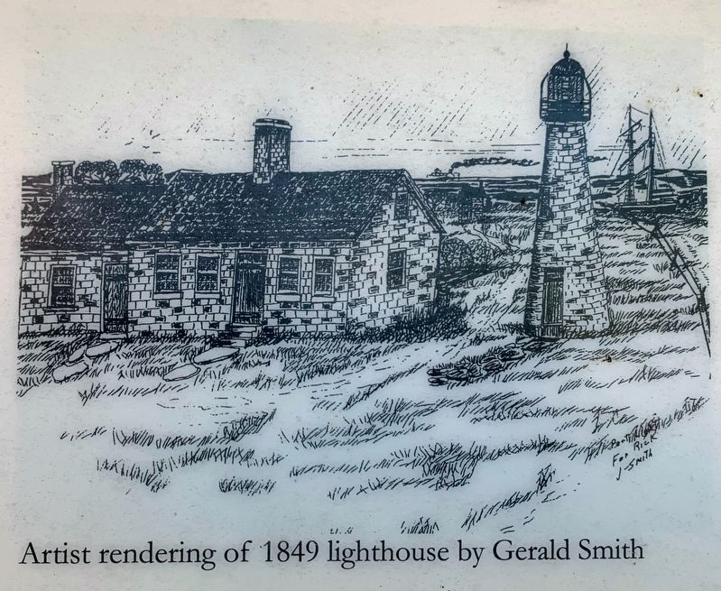 Artist rendering of 1849 lighthouse of Gerald Smith image. Click for full size.