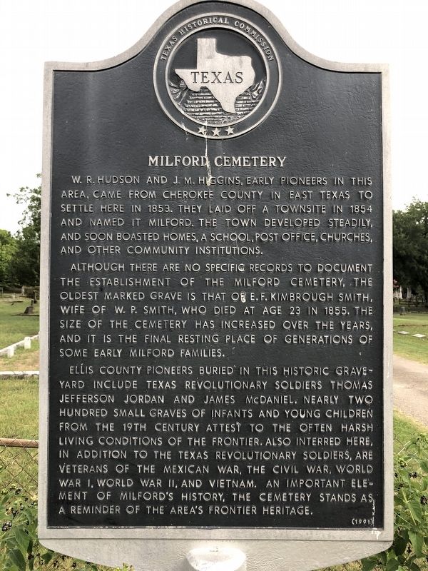 Milford Cemetery Marker image. Click for full size.