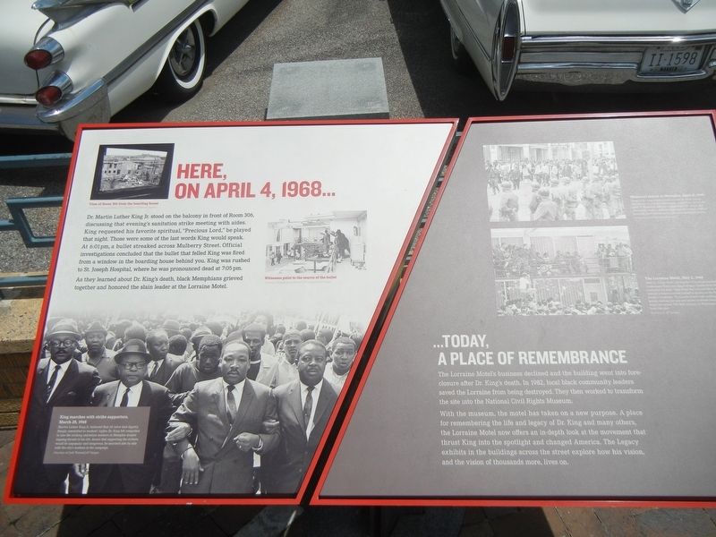 Here, on April 4, 1968 / Today, a Place of Remembrance Marker image. Click for full size.