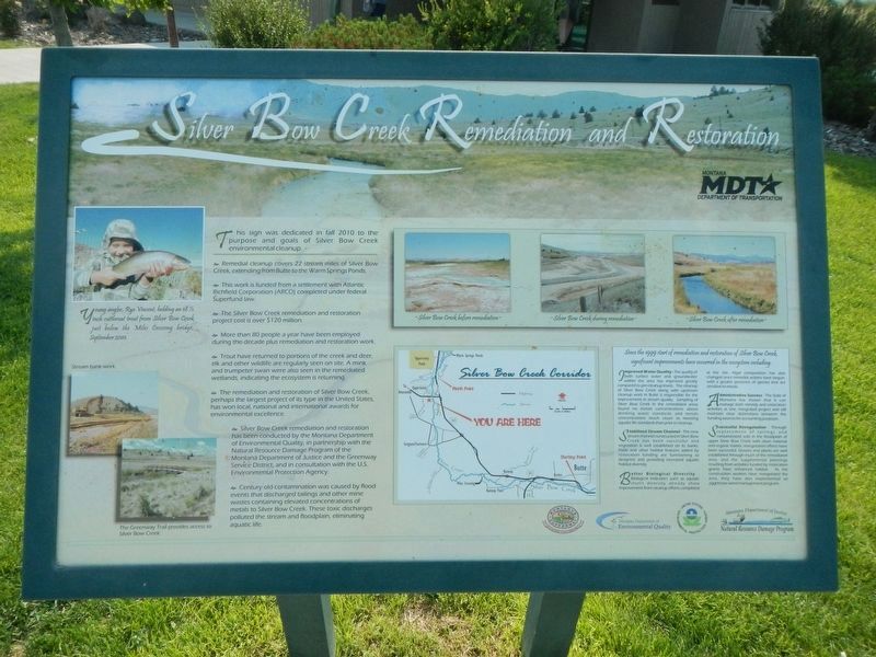 Silver Bow Creek Remediation and Restoration Marker. Click for full size. Silver Bow Creek Remediation and Restoration Marker image. Click for full size.