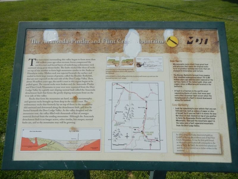 The Anaconda-Pintler and Flint Creek Mountains Marker image. Click for full size.