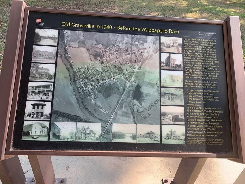 Old Greenville in 1940 - Before the Wappapello Dam Marker image. Click for full size.