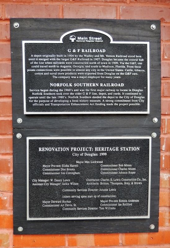 G & F Railroad / Norfolk Southern Railroad Marker. Click for full size. G & F Railroad / Norfolk Southern Railroad Marker image. Click for full size.