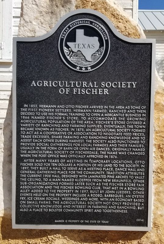 Agricultural Society of Fischer Marker image. Click for full size.