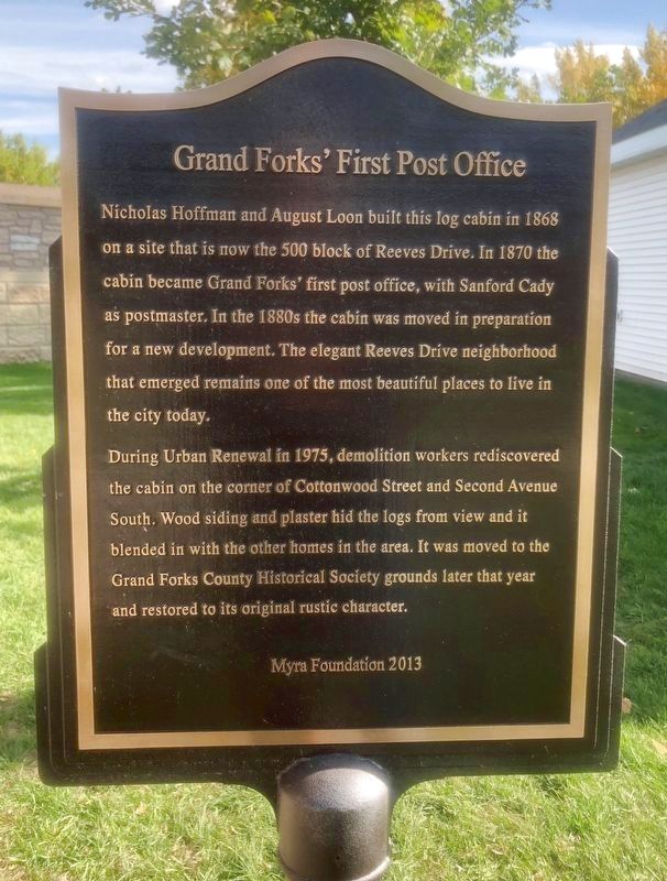 Grand Forks' First Post Office Marker image. Click for full size.
