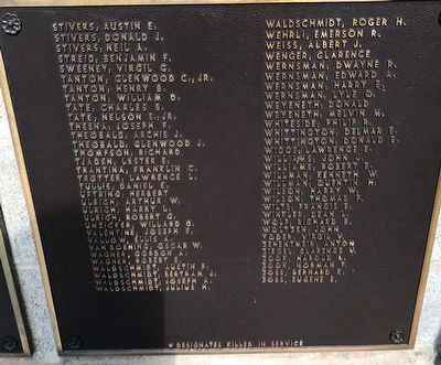 Metamora (Illinois) Honor Roll Marker — World War II (sixth plaque) image. Click for full size.